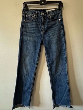 rag & bone Ryan Straight Ankle Leg Jeans Raw High Low Hem SZ 25
